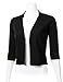 Women's Classic 3/4 Sleeve Open Front Cropped Cardigan Black M