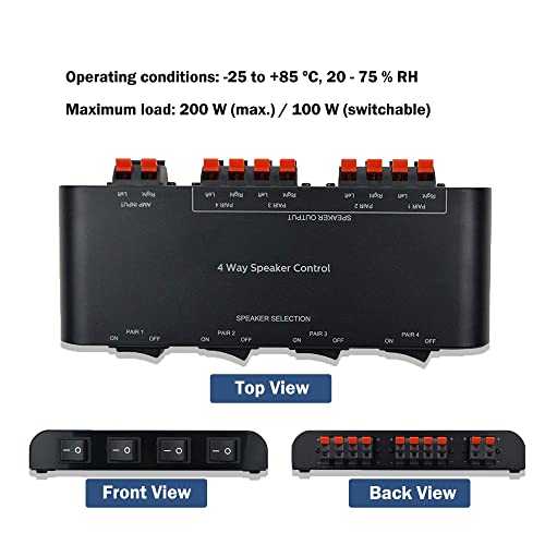 Lautsprecher Umschalter Adwits 4-Kanal Switcher für Stereoausgänge
