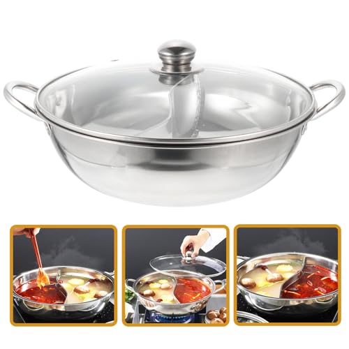 Marmite à fondue acier inoxydable double compartiment Abaodam avec chauffage de table - 8