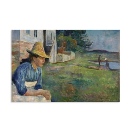 Cuadro decorativo de Edvard Munch: lienzo de 16 x 24 pulgadas para pared de dormitorio y oficina