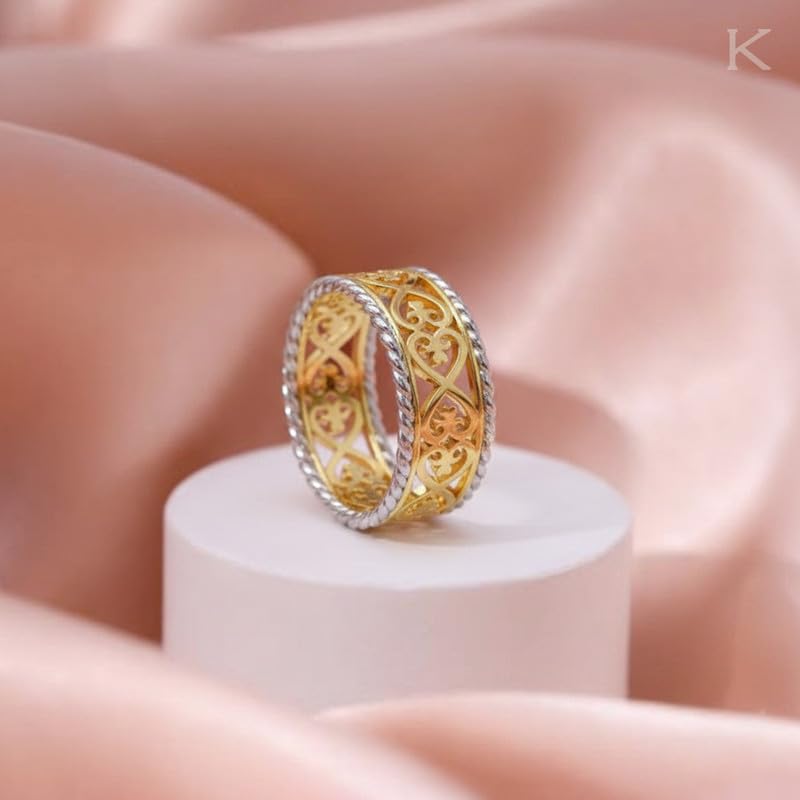 Image of KISNA 9KT / 14KT / 18KT OrnaTwist Yellow Gold Band For Women | S14