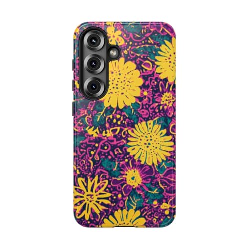 Coque Samsung S25 fleur jaune violet rigide pour exprimer votre joie
