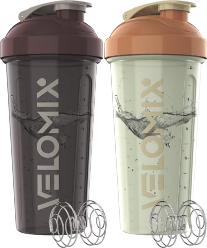 -2 Pack- 28 oz Protein Shaker Bottles for Protein Mixes - 2x Wire Whisk | Leak Proof Shaker Cups for Protein Shakes | Protein Shaker Bottle Pack | Shakers for Protein Shakes-Mixed Color