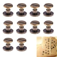 Schraubnieten für Leder,Hohlnieten Doppelkopf,Hohlnieten für Leder,Zubehör Nieten Set,Durable Flachkopf Kupfer,Leder Nieten,Sets Messing Knopfnieten mit Flachem,Lederhandwerk Nieten,Flat Head Nieten
