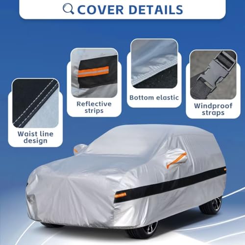 Image of 10 Layers Hatchback Car Cover Waterproof Breathable,100% Waterproof Outdoor Car Covers Custom Fit for VW Golf, Ford Focus, Hyundai i30, Seat Leon, Volvo V40, Vauxhall Astra, Citroen C4, Etc.