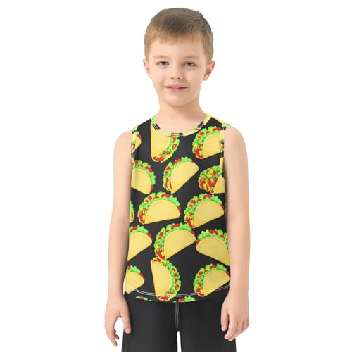 J JOYSAY Cartoon Taco Food Black Boys Tank Top Sleeveless Muscle Shirts Quick Dry Kids T-Shirts 3-15T2