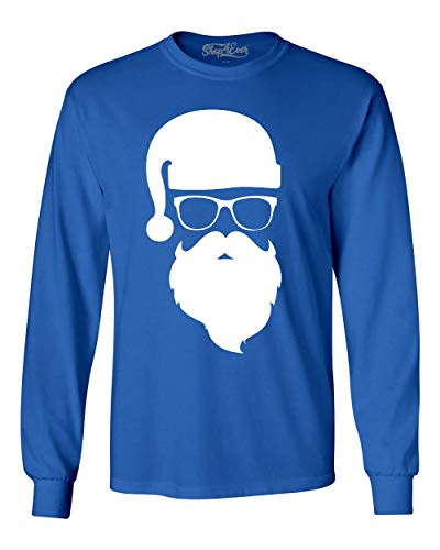 shop4ever Hipster Santa with Sunglasses Christmas Long Sleeve Shirt