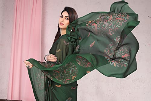 Image of MIRCHI FASHION Women Saree Chiffon Flower Print | Breathable Lightweight Sari for Office and Daily Use with Unstitched Blouse Piece (Available in 30 Styles)