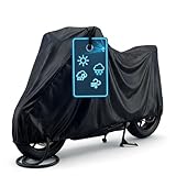 Motorrad Abdeckplane All Weather M, 100% wasserdichte Outdoor Motorrad Plane, Ganz-Jahres-Schutz Abdeckplane schwarz 215x95x120 cm