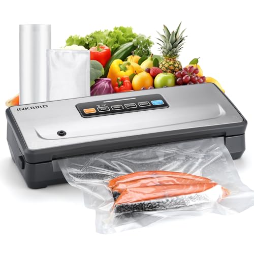 INKBIRD Machine Sous Vide Sans Fil et Rechargeble, 80Kpa Appareil Sous Vide Alimentaire avec Batterie 2000mAh | 5 Modes de Scellage, Rangement des Rouleaux et Cutter Intégré, Sacs Inclus (INK-VS06)