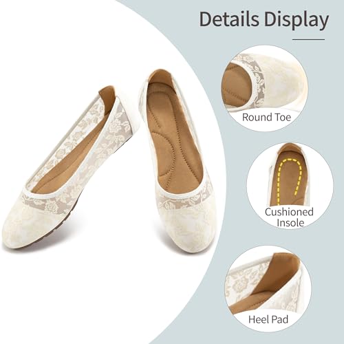 Ballet Flats for Women Shoes: Comfortable Breathable Lace Dressy Flats - Ladies Wedding Flat Casual Work Shoes3