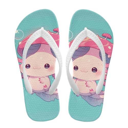 Neon Axolotl Print Little Girls Sandals Summer Flip Flops Causal Slip on Thong Sandals Kids Shower Shoes for Indoor Outdoor