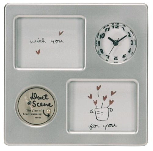 いけだ オルゴール 時計付フォトフレーム ミュージックスクエア シルバー 63045 写真サイズ:約11.6×8.3cm