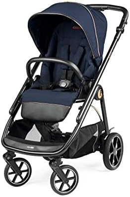 Peg Perego Veloce - Compact Full Featured Lightweight Stroller - Compatible with All Primo Viaggio 4-35 Infant Car Seats - Made in Italy - Blue Shine (Blue & Copper Accents)