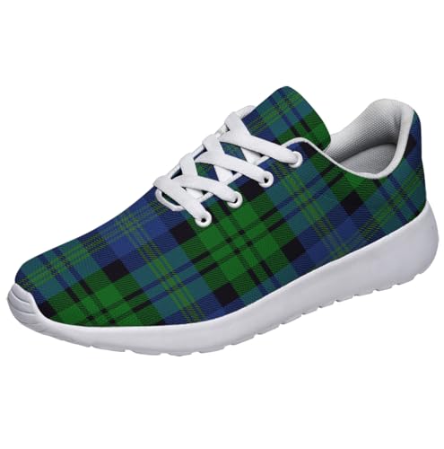 Blue and Green Plaid Shoes for Women Fashion Ultra Lightweight Running Sneakers Men Buffalo Plaid Sneakers Size 6