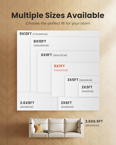 AMADA HOMEFURNISHING 6x9 Area Rugs, Beige Washable Rug Low-Profile with Non-Slip Backing & Durable Edge Binding, Vintage Rugs for Living Room, Bedroom, Dinning Room