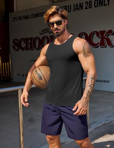 COOFANDY Men's Workout Tank Tops UPF 50+ Sleeveless Gym Muscle Shirts Cooling Quick Dry Bodybuilding Tanks for Swim Beach3
