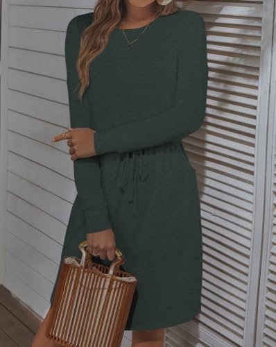 Image of Simier Fariry Womens Fall Winte Long Sleeve Knee Length Casual Dress with Pockets