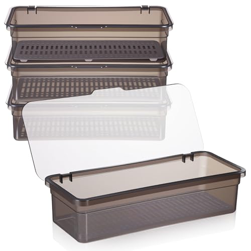 AojSup Bestecktablett mit Deckel 4er Set Grau