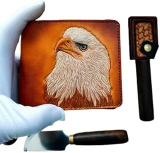 Eagle Wallet, Animal Wallet, Bird Carving Wallet, Hand-carved, Hand painted, Personalized wallet, Handmade wallet, Leather Carving Wallet, carving wallet, 3D Genuine Leather Wallet