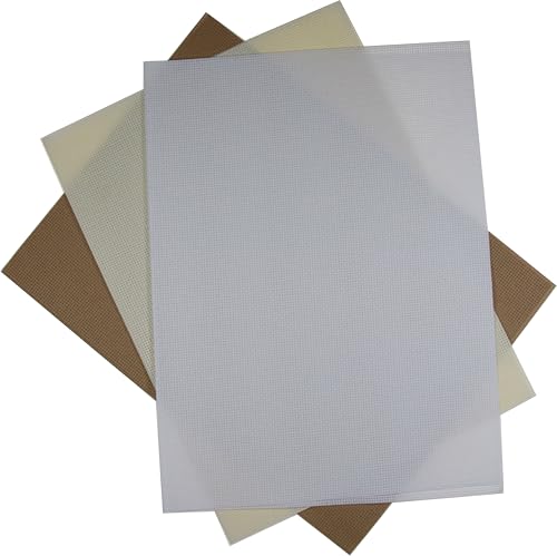 Image of KCS 3 pc of 12 inch x 18 inch 14CT Counted Cotton Aida Cloth Cross Stitch Fabric (White+Oatmeal+Khaki)