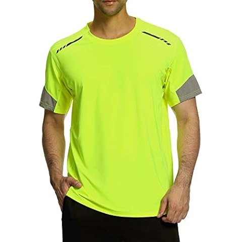 Men's Gym T-Shirt,Sports Short Sleeve top,Moisture Wicking Quick Dry Stretch Tee Breathable Running Tops for Men Gym Training Marathon Workout Athletic Base Layers Shirts Green Cover