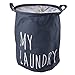 WSKWEIJ Cesto De Ropa Plegable,Letra Azul Marino Gran Capacidad Plegable Cierre Plegable Cesta De Ropa Algodón Lino Niños Cubos De Juguete Ropa Organizador De Ropa Cesta De Almacenamiento