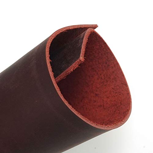 Cuir de Vachette vin Rouge Crazy Horse Cuir première Couche matériel Bricolage Main Maroquinerie Vintage Cuir tanné à l'huile pièce 2mm