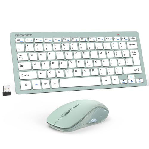 Image of TECKNET Wireless Keyboard and Mouse Combo, Mini Cordless Computer Keyboard and Mouse Set 2.4GHz, Silent Adjustable 1600 DPI, Quiet Click, Lag-Free for Computer, Laptop, PC, Windows, Mac, Chrome OS