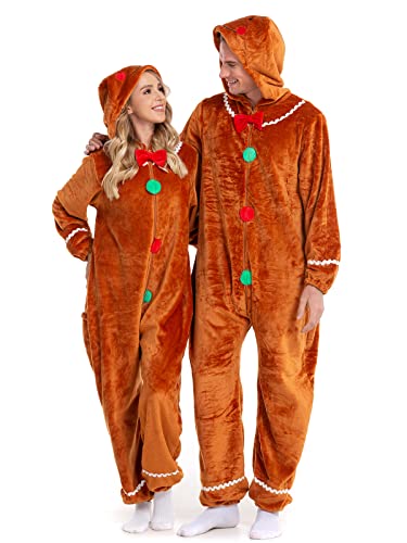 Gingerbread Onesie Adult Christmas Onesie Men Women Family Pajamas XXL
