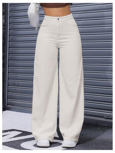 SHENHE Women's Wide Leg Jeans Dressy High Waisted Loose Baggy Jeans Denim Pants3
