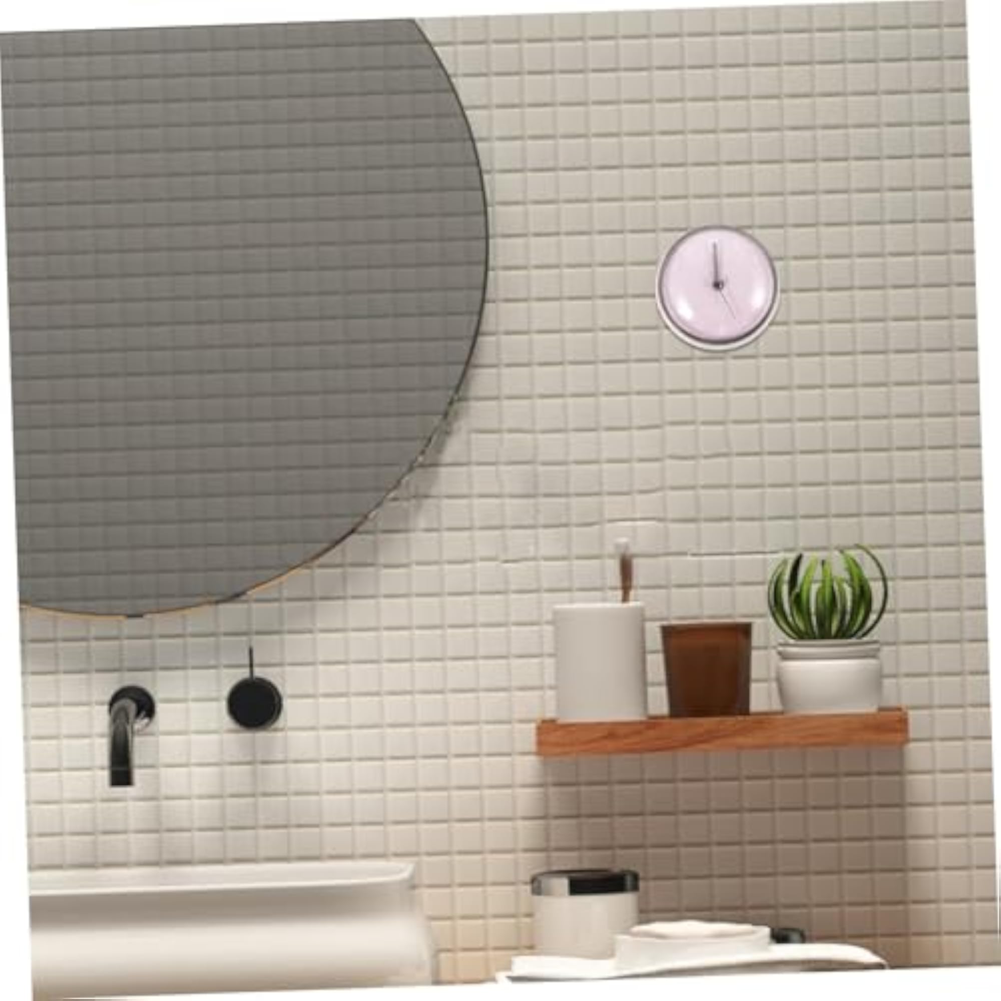 3pcs Mini Shower Clock with Cup, Decorative Wall Clock