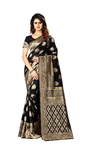 Women's Banarasi Silk Saree Indian Wedding Ethnic Sari & Unstitch Blouse Piece PARI 21 (Black) Women's Banarasi Silk Saree Indian Wedding Ethnic Sari & Unstitch Blouse Piece PARI 21 (Black)
