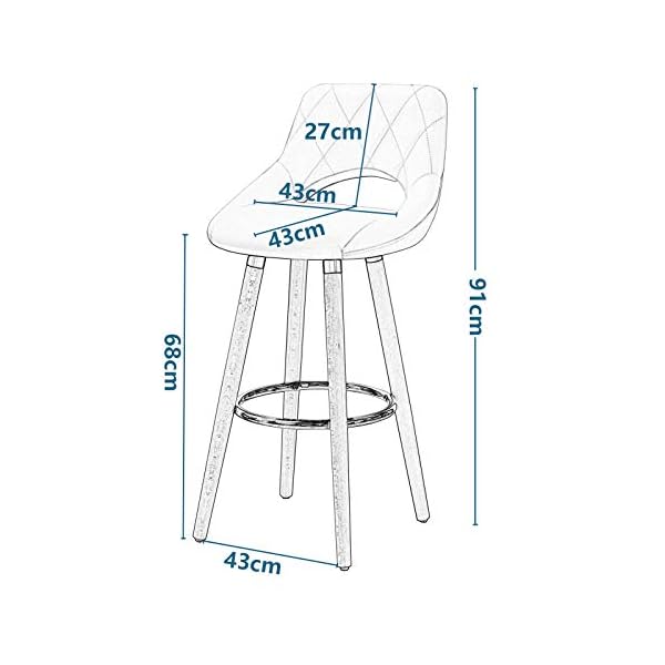 WOLTU Breakfast Kitchen Counter Bar Stools Set of 2 pcs Soft Seat #1198 - Image 4
