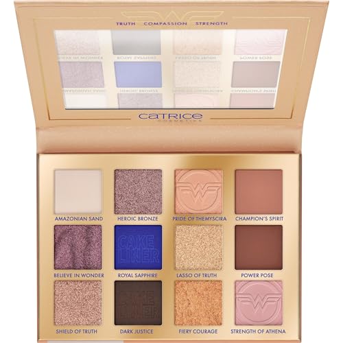Catrice Wonder Woman Eyeshadow Palette, Lidschatten, Nr. 010, 12 Farben, hochpigmentiert, intensiv, schimmernd, farbintensiv, vegan, Nanopartikel frei, ohne Parabene, glutenfrei, 1er Pack (15.5g)
