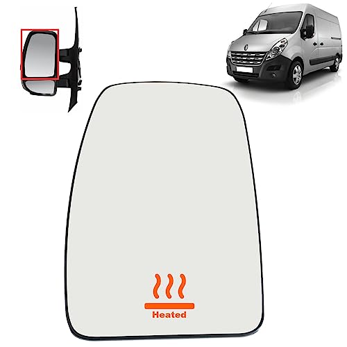 BIAREN Wing Mirror Upper Glass Left Heated For Renault Master Mk3 Vauxhall Opel Movano Nissan NV400 4419416 93197494 963662420R, Wing Mirror Glass + Back Plate