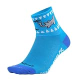 DEFEET | Aireator 3' - Shark Attack Blue Cycling Socks | For Biking, Running, & Everyday Adventures | Shark Attack | X-Large