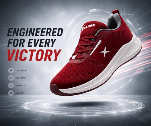 Image of Kraasa Men's Running Shoes | Breathable Mesh Upper | Lightweight Phylon Sole | Cushioned EVA Insole | Comfortable Sports & Casual Sneakers for Gym, Walking & Daily Use