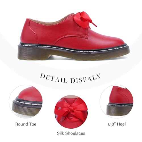 Image of IMPREMEY Mary Janes Oxford Bow Flats Loafers Shoes for Women Round Toe Platform Non-Slip Comfortable Casual Cute Shoes