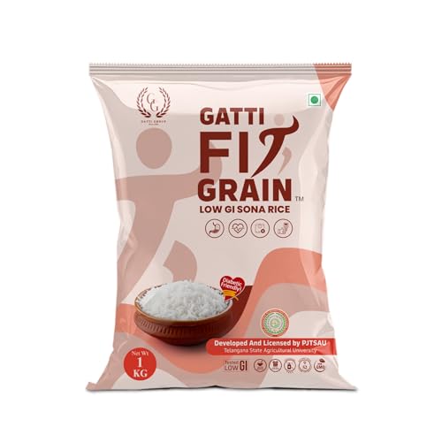 Image of Gatti Fit Grain: Low GI Sona Rice - 1 Kg | Diet & Diabetic Friendly | Ideal Choice for Diabetics & Weight Management for Health-conscious Individuals | Certified Low Sugar Rice | Clinically Certified