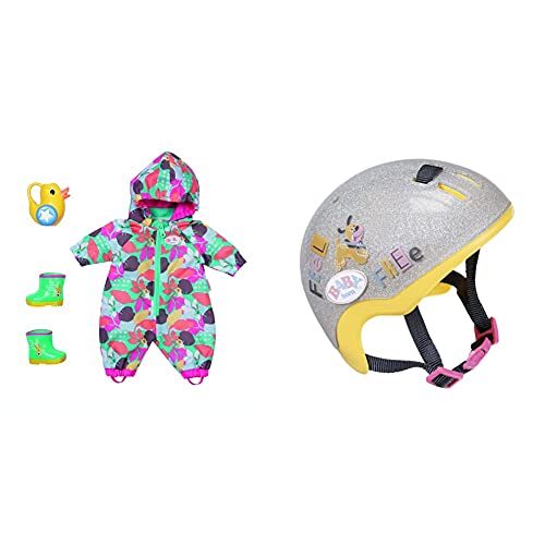 BABY Born Zapf Creation 830086 Deluxe Matschhose Set 43 cm - bunter Puppenoverall Overall & 830055 Fahrradhelm- Glitzer…