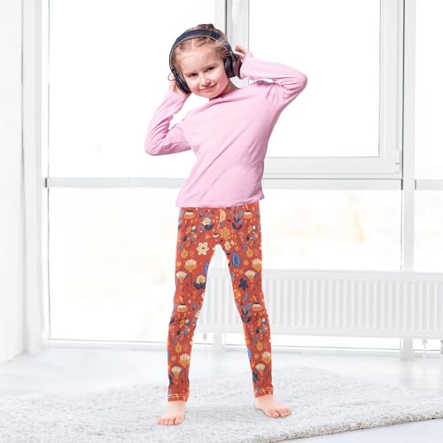 Floral Kids Girl's Cotton Pants Stretch High Waisted Leg Yoga Pants Exercise4