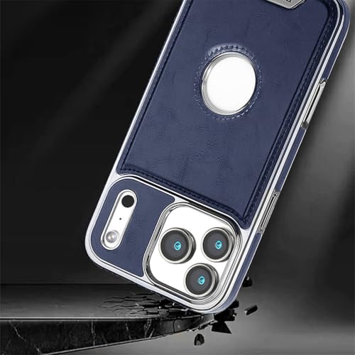 FWYANZH Capa magnética para iPhone 17 Pro Max/17 Pro/Air/17, capa de couro antiqueda com logotipo vista estilo empresarial coldre fino, latão, 17 Pro Max