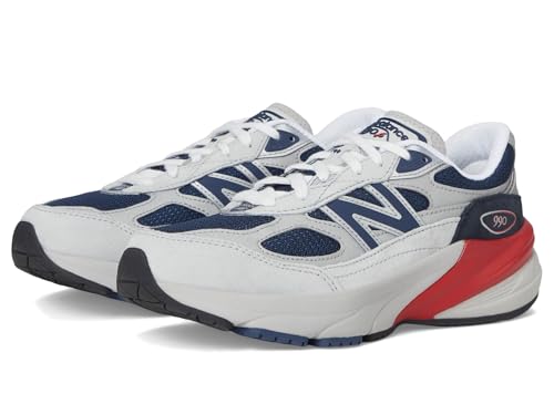 New Balance �L�b�Y 990 V6 ���[�X�A�b�v�X�j�[�J�[, Grey Matter/Team Red, 1.5 Wide Big Kid