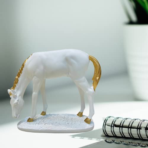 Image of AUGEN Polyresin White Horse Idol Statue Showpiece for Home Decor Decoration and Gifting (1 Piece, 8104A)