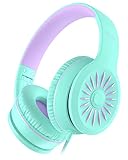 ELECDER i45 On-Ear Headphones with Microphone - Foldable Stereo Bass Headphones with No-Tangle 1.5M Cord, 3.5MM Jack, Portable Wired Headphones for School/Kids/Teens/Smartphones/Travel/Tablet - Green
