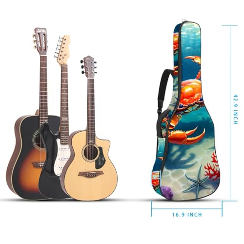 Sac pour guitare imperméable multicolore à motif crabe mignon