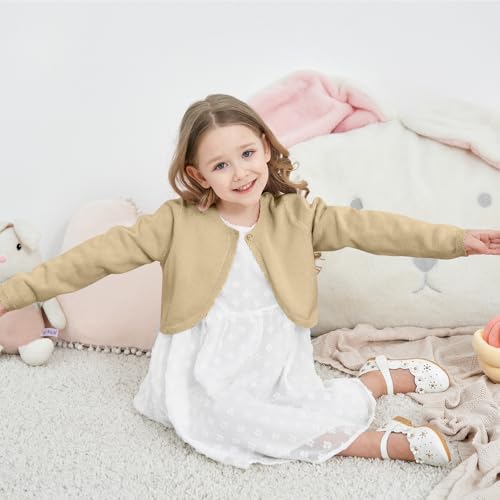 Image of Girls Cardigan Bolero Ruffle Open Front Button Cover-Up 3-12Y
