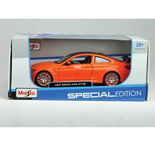 BMW M4 GTS Orange with Carbon Top and Orange Wheels 1/24 Diecast Model Car by Maisto 31246