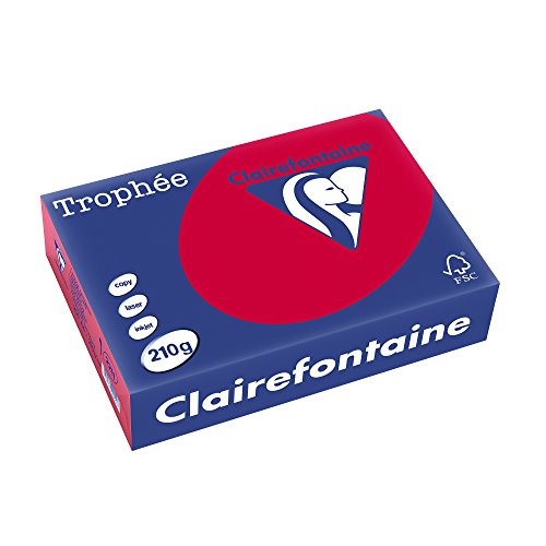 Papier 210g rouge cerise Clairefontaine Trophee A4 aux couleurs intenses et mates